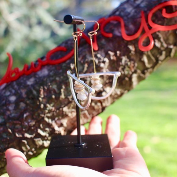 New Silver Boho Natural Stone Drop Dangle Earrings Boho Drop Simple - Picture 11 of 13